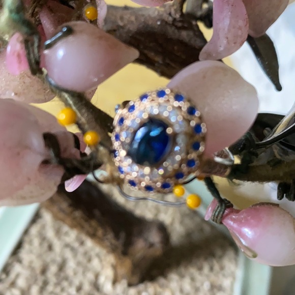 Vintage 925 natural sapphire white sapphire ring
